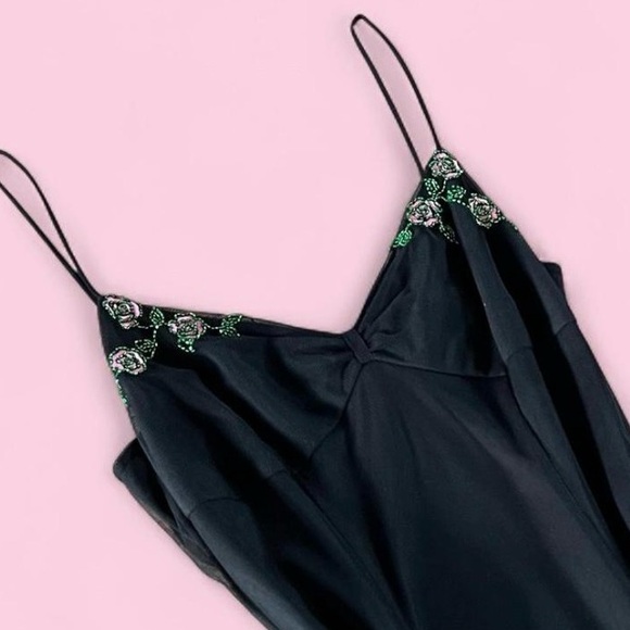 VintageY2K Betsey Johnson Black & Pink Floral Beaded Dress - Picture 6 of 8